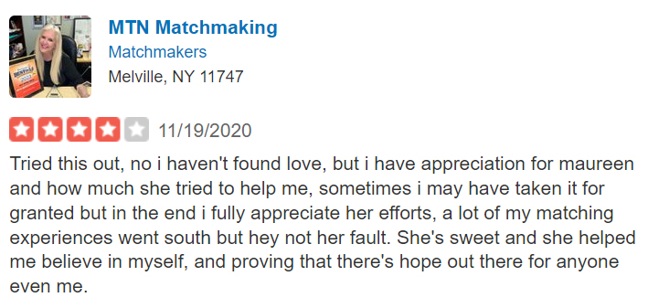4-star MTN Matchmaking review on Yelp