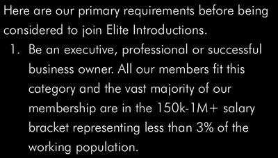 First primary requirement to join Elite Introductions International