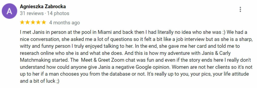 5-star Serious Matchmaking Google review