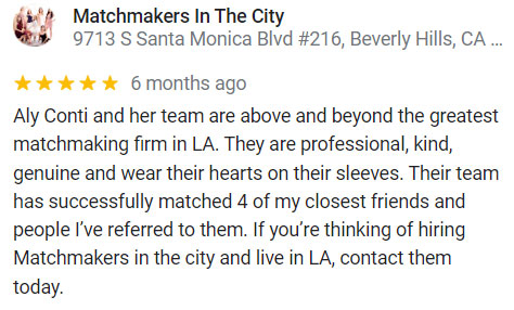 5-star Google review for Matchmakers In The City