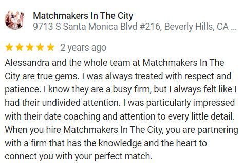 Matchmakers In The City review that's 5 stars on Google