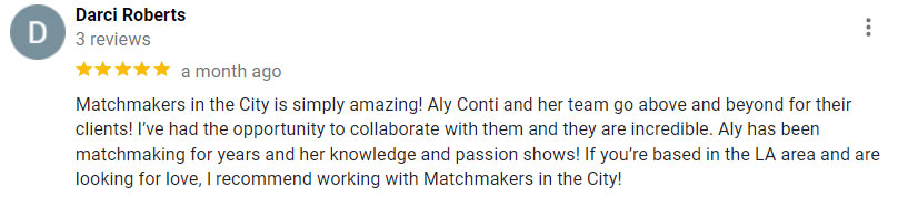 Darci Roberts review for Matchmakers In The City