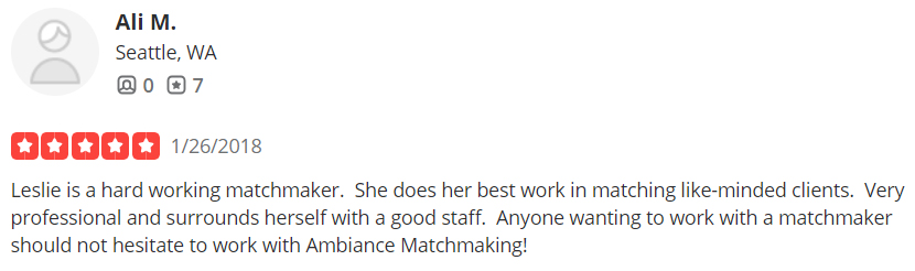 5-star Yelp review for Ambiance Matchmaking