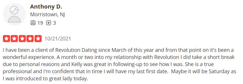 5-star Revolution Dating Yelp review