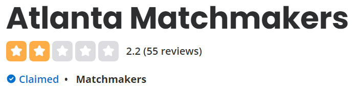 Atlanta Matchmakers 2-star rating on Yelp