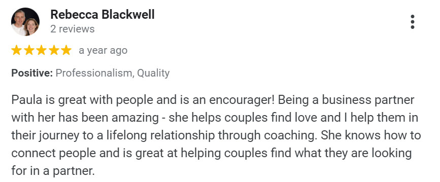 5-star Google review for Bloom Matchmaking