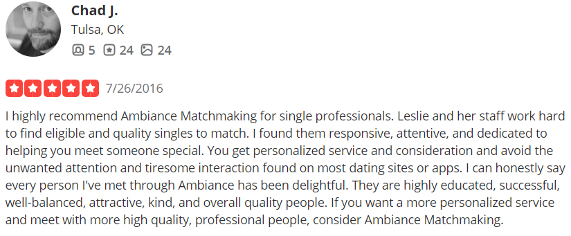 Ambiance Matchmaking 5-star Yelp review