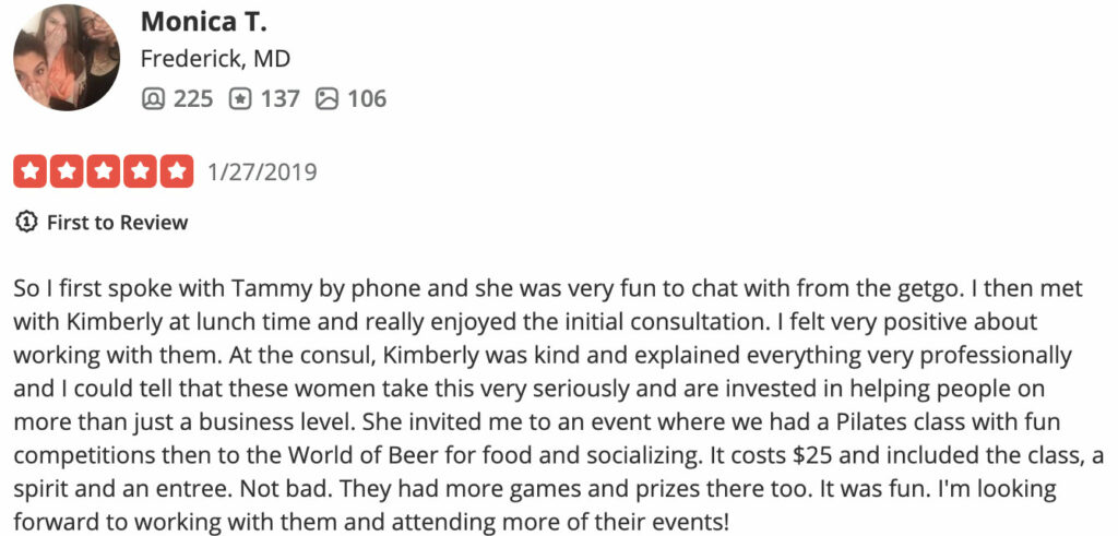 5-star MatchPro Yelp review
