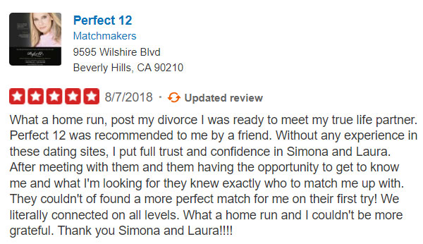 5-star review for Perfect 12 on Yelp