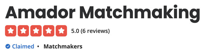 5-star Yelp rating for Amador Matchmaking
