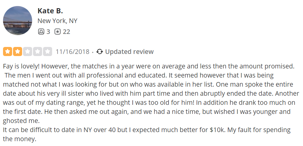2-star Meaningful Connections Yelp review