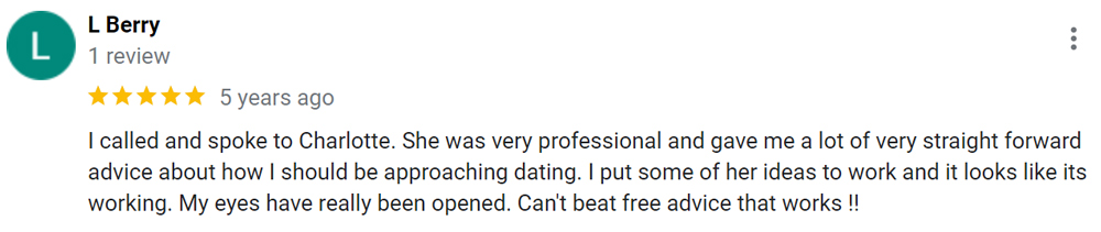 5-star Love Boss Matchmaking review on Google