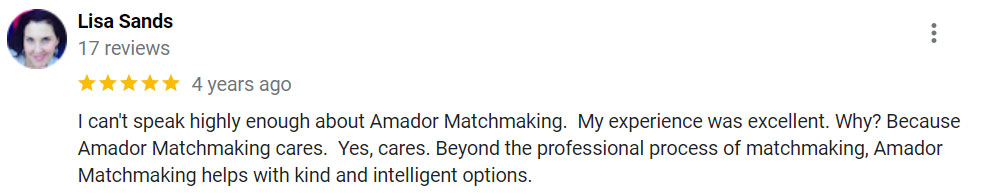 5-star Google review from Lisa Sands for Amador Matchmaking