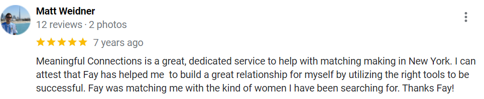 5-star Meaningful Connections Google review