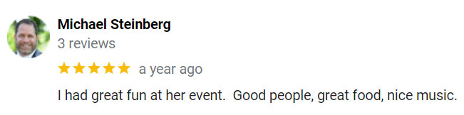 5-star Google review for an Amador Matchmaking event
