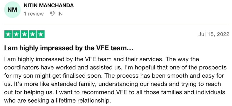 5-star Trustpilot review for Vows For Eternity