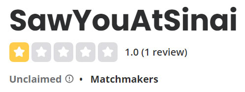 1-star SawYouAtSinai Yelp rating