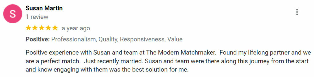 5-star google business profile review for Susan Dunhoff