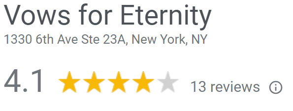 Vows For Eternity reviews 4.1 rating on Google