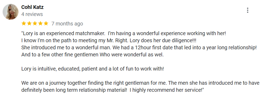 5-star Greenwich Matchmaker Google review