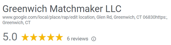 5.0 star Google rating for Greenwich Matchmaker