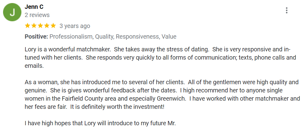 5-star Lory Kelsey Google review