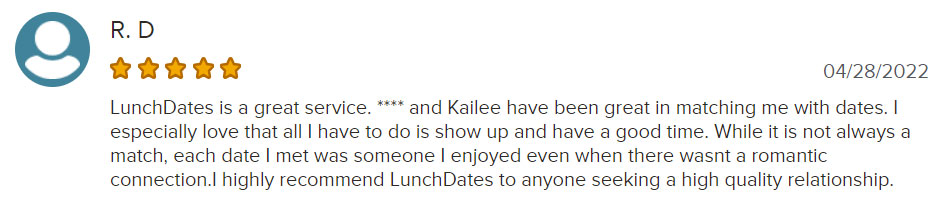 LunchDates 5-star review on BBB