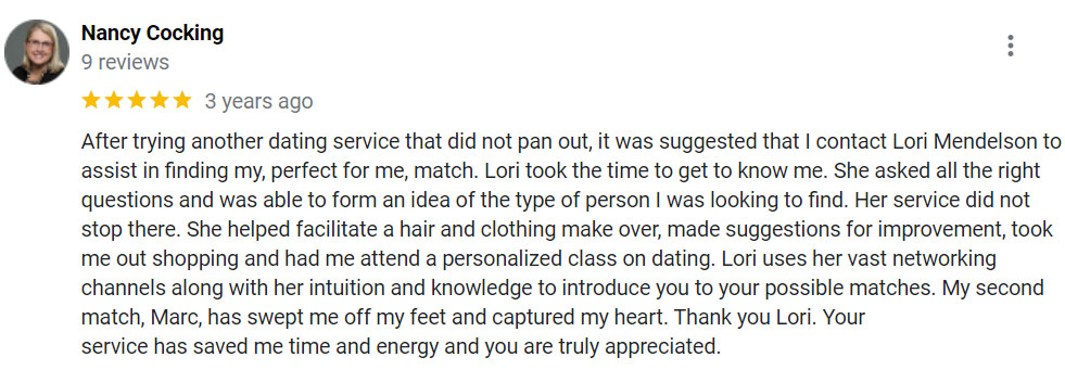 5-star Lori Mendelsohn Google review