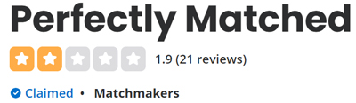 1.9-star rating for Perfectly Matched on Yelp