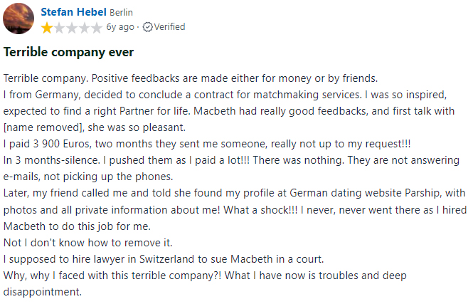1-star Macbeth Matchmaking review on Product Review