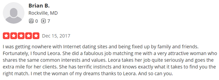 5-star review for Leora Hoffman on Yelp