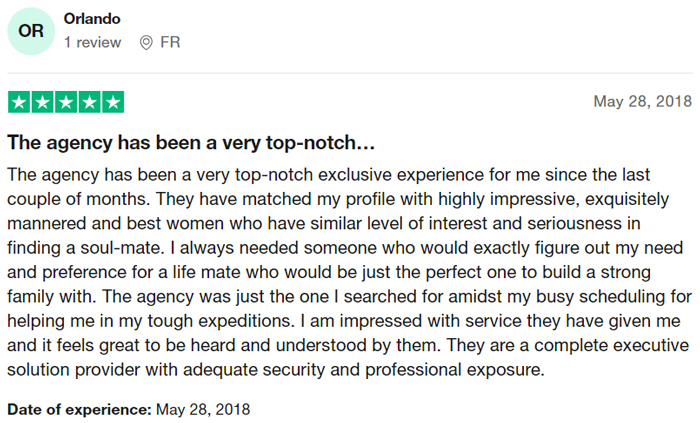 5-star Trustpilot review for macbeth matchmaking