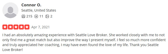 5-star Yelp Seattle Love Broker review