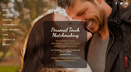 Personal Touch Matchmaking homepage