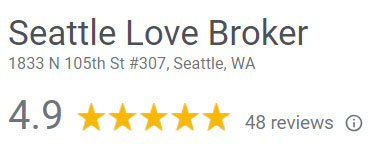 4.9-star rating for Seattle Love Broker on Google reviews