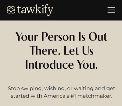 Tawkify homepage