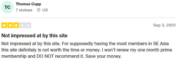 3-star Sugarbook review on Trustpilot