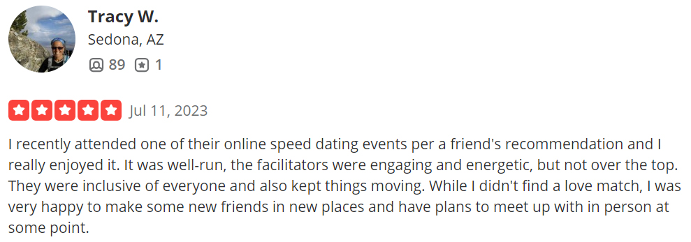 5-star Yelp review for Little Gay Book speed dating