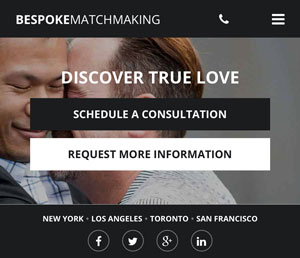 Bespoke Matchmaking website homepage