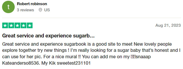5-star Sugarbook review on Trustpilot