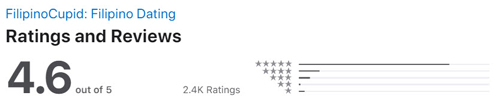 FilipinoCupid App Store rating of 4.6 stars