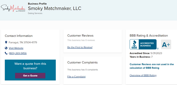 A+ BBB rating for Smoky Matchmaker