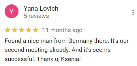 Ksenia Droben Matchmaking 5-star Google review