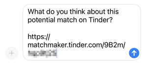 Example of a Tinder Matchmaker invitation link