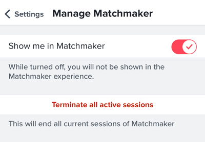 Tinder Manage Matchmaker settings