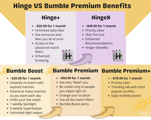 Hinge Vs Bumble Premium Features & Cost