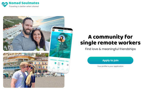 Nomad Soulmates dating site homepage