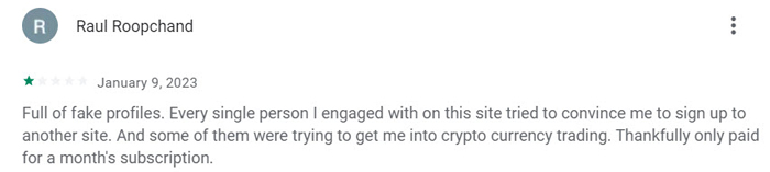 1-star ThaiCupid review on Google Play