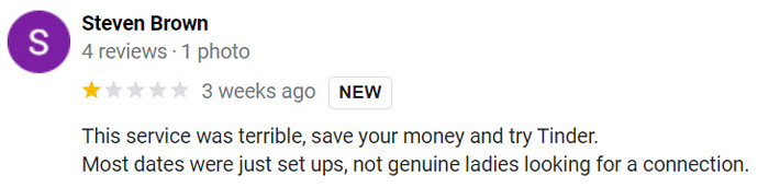 1-star Google review for Blue Label Life