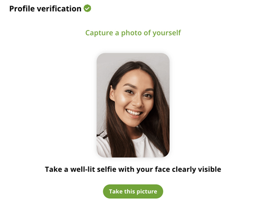 TravelGirls profile verification selfie screen